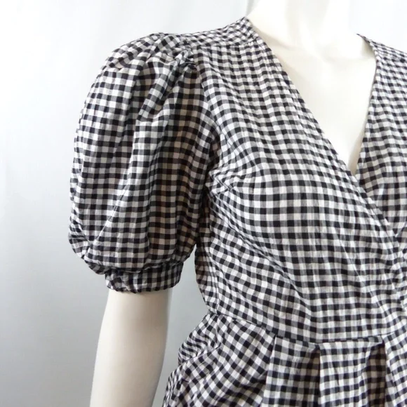 TOPSHOP 9-9 Gingham Tulip Minidress In Monochrome SIZE US 2 BLACK WHITE - Picture 3 of 9